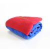 Dog drying towel blue and red